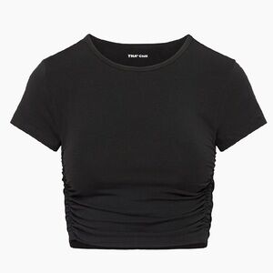 Tna Chill Malibu Cropped T-Shirt Aritzia Black Stretch Cotton Jersey Ruched Med